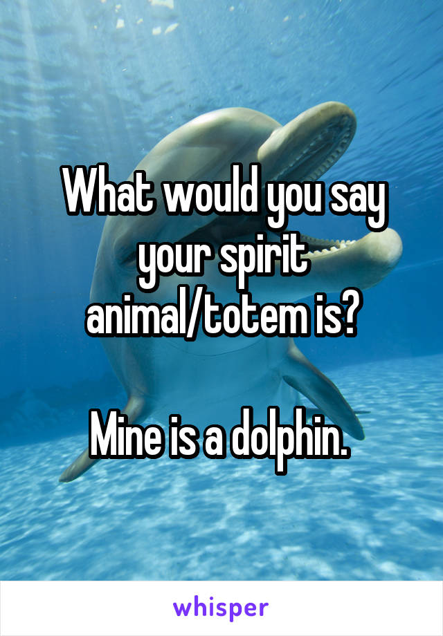 What would you say your spirit animal/totem is?

Mine is a dolphin. 