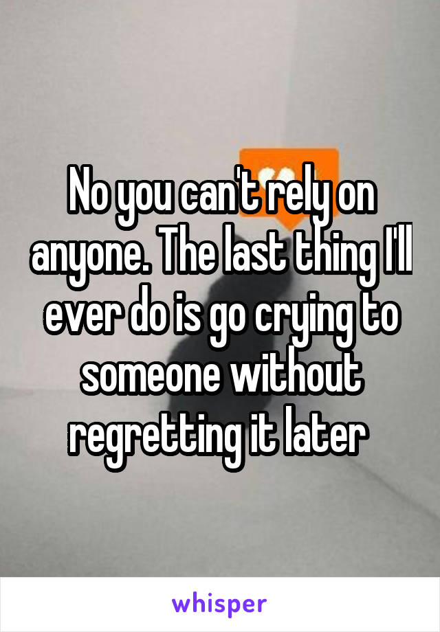 No you can't rely on anyone. The last thing I'll ever do is go crying to someone without regretting it later 