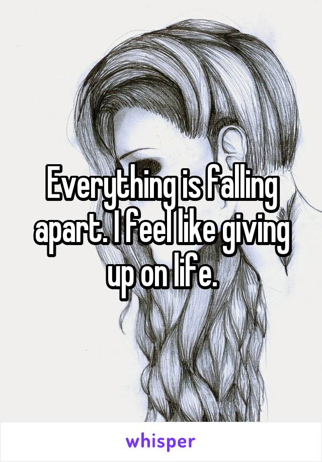 Everything is falling apart. I feel like giving up on life.