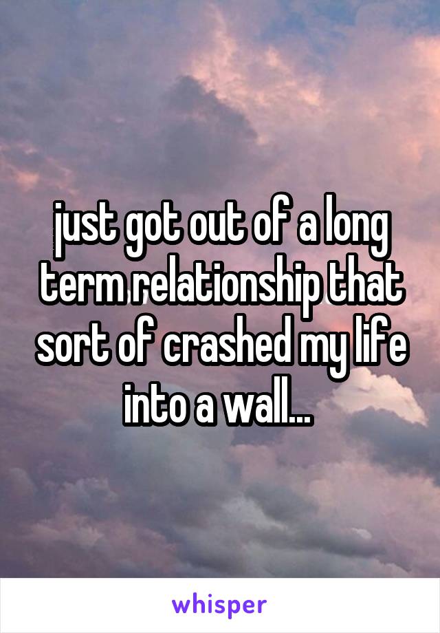 just got out of a long term relationship that sort of crashed my life into a wall... 