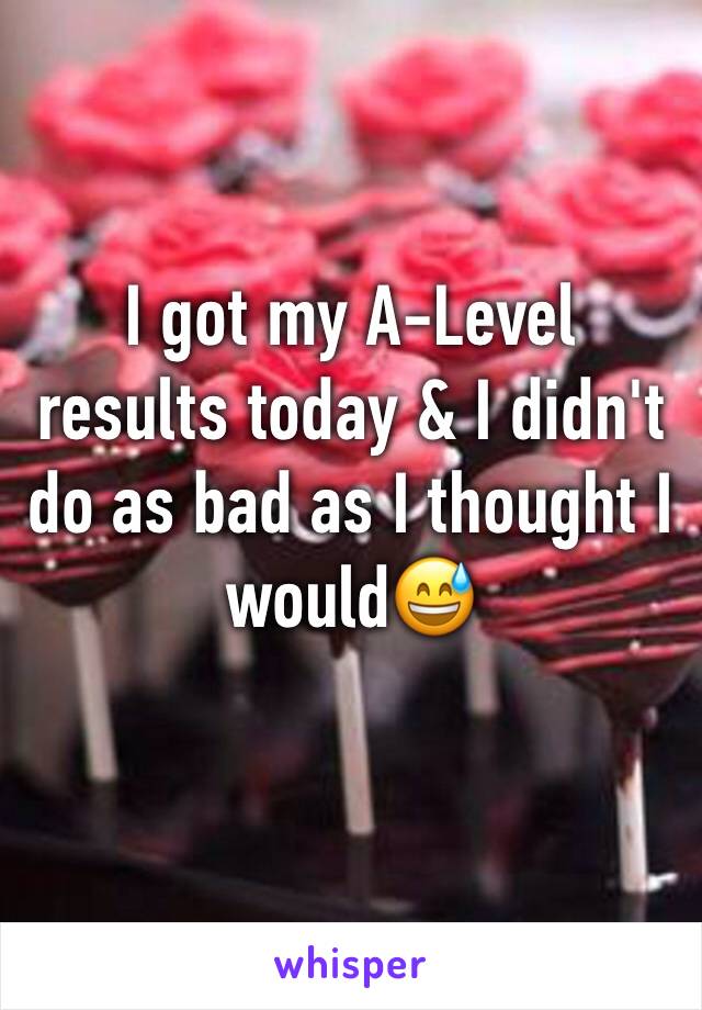 I got my A-Level results today & I didn't do as bad as I thought I would😅
