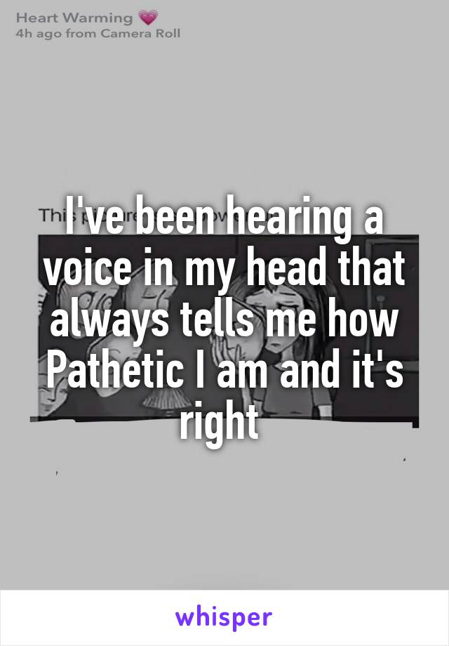 I've been hearing a voice in my head that always tells me how
Pathetic I am and it's right 