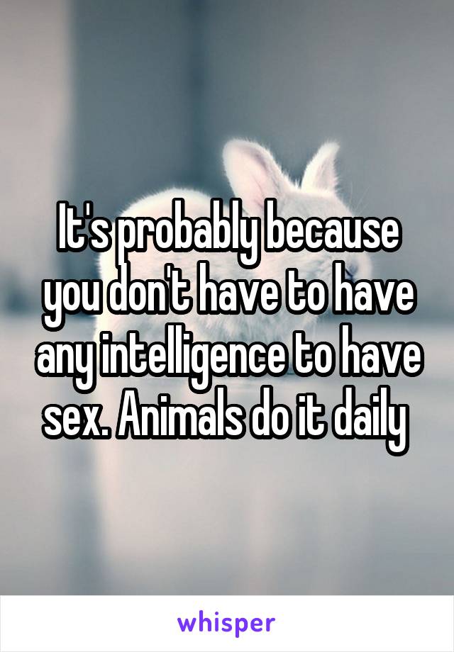 It's probably because you don't have to have any intelligence to have sex. Animals do it daily 