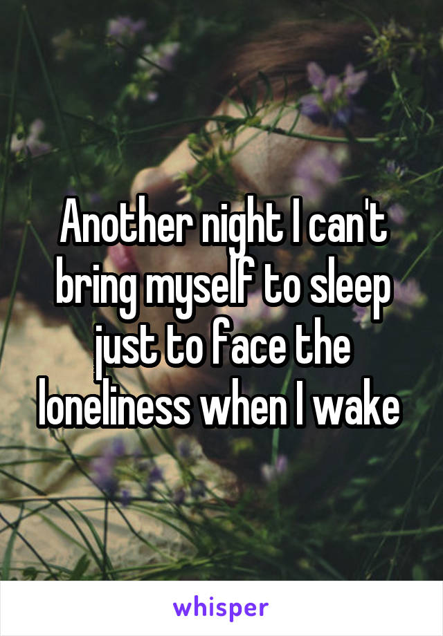 Another night I can't bring myself to sleep just to face the loneliness when I wake 