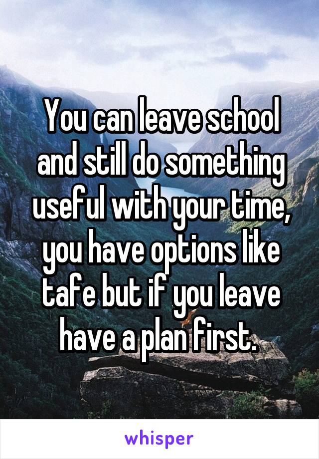 You can leave school and still do something useful with your time, you have options like tafe but if you leave have a plan first. 