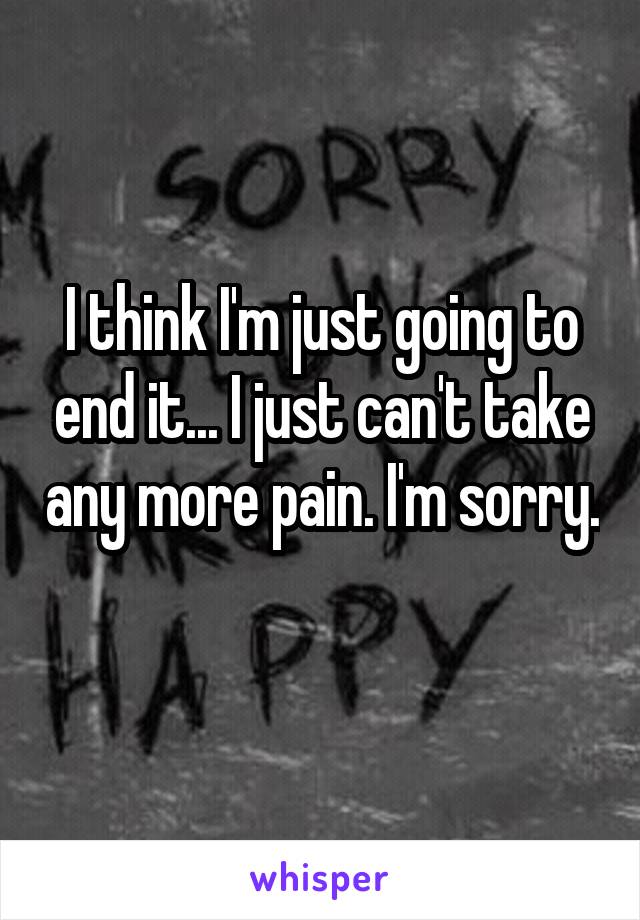 I think I'm just going to end it... I just can't take any more pain. I'm sorry. 