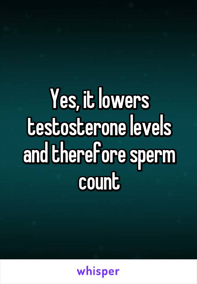 Yes, it lowers testosterone levels and therefore sperm count