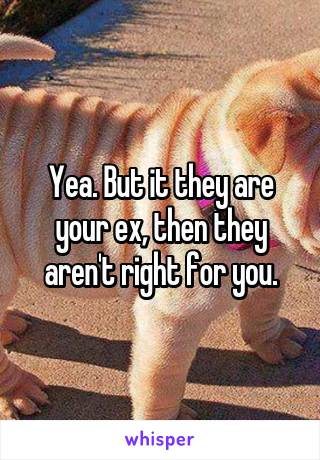 Yea. But it they are your ex, then they aren't right for you.