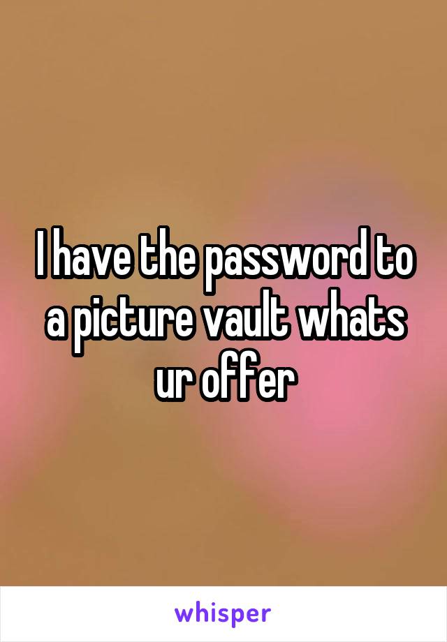 I have the password to a picture vault whats ur offer
