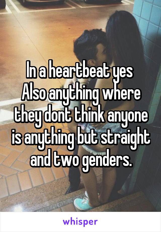 In a heartbeat yes 
Also anything where they dont think anyone is anything but straight and two genders.