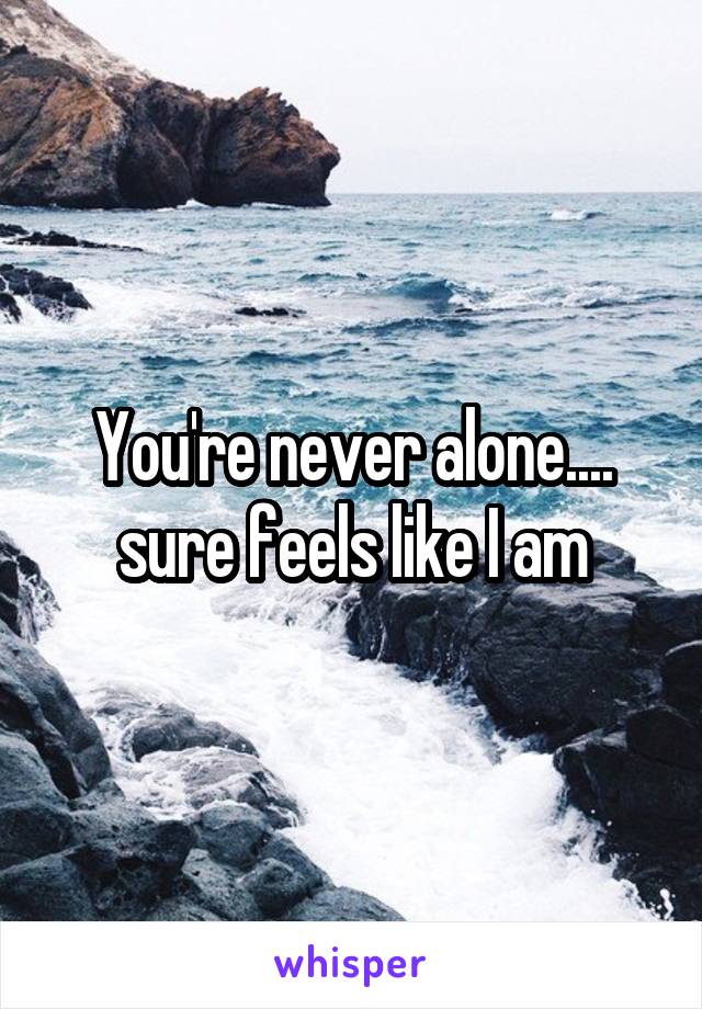 You're never alone.... sure feels like I am
