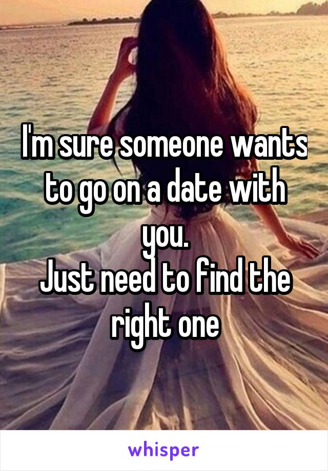 I'm sure someone wants to go on a date with you.
Just need to find the right one