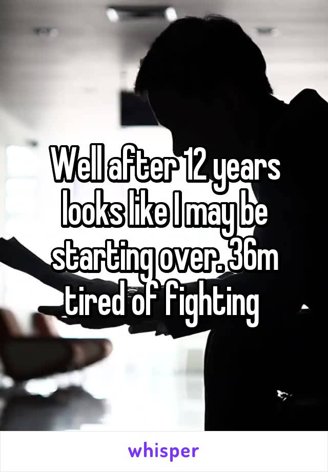 Well after 12 years looks like I may be starting over. 36m tired of fighting 