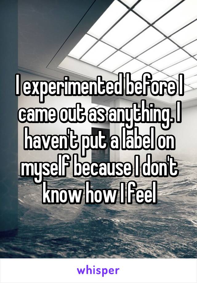 I experimented before I came out as anything. I haven't put a label on myself because I don't know how I feel