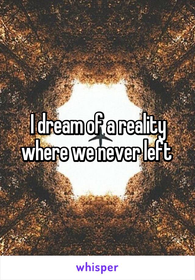 I dream of a reality where we never left 