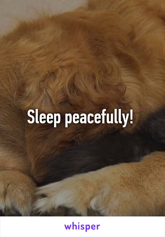 Sleep peacefully! 