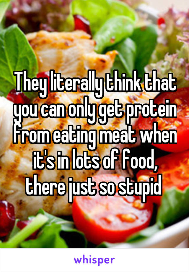 They literally think that you can only get protein from eating meat when it's in lots of food, there just so stupid 