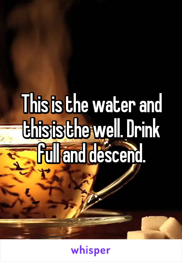 This is the water and this is the well. Drink full and descend.