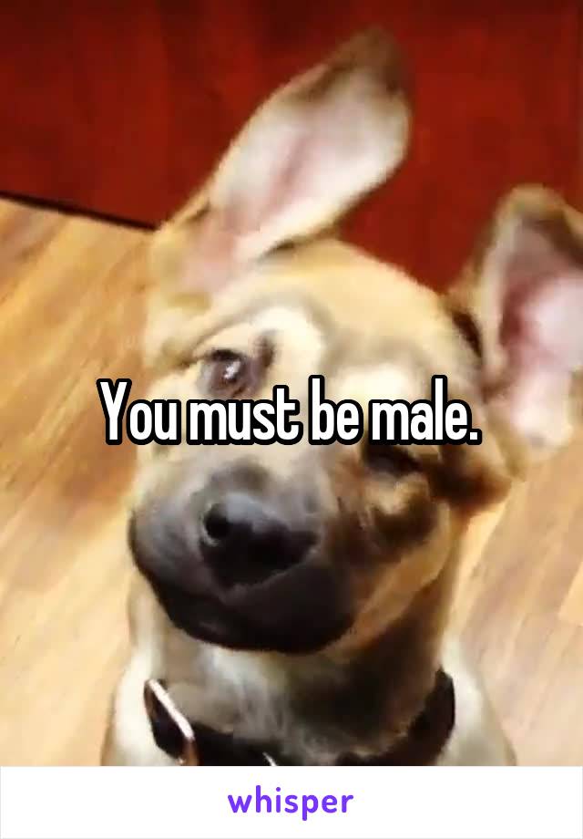 You must be male. 