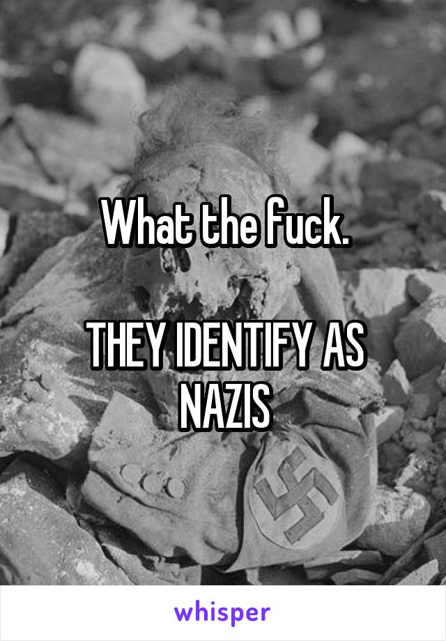 What the fuck.

THEY IDENTIFY AS NAZIS