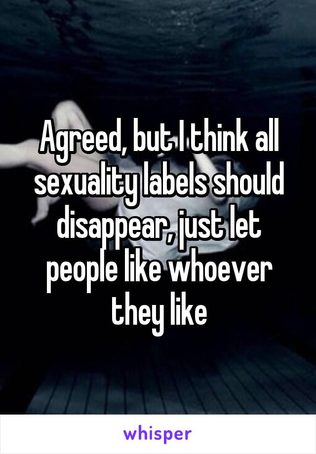 Agreed, but I think all sexuality labels should disappear, just let people like whoever they like