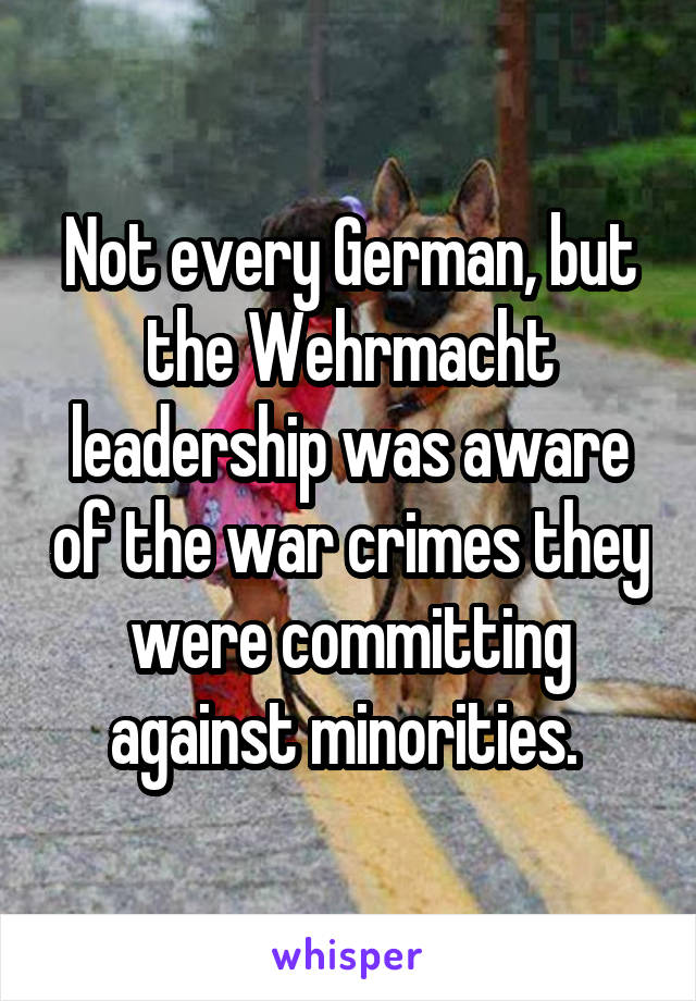 Not every German, but the Wehrmacht leadership was aware of the war crimes they were committing against minorities. 