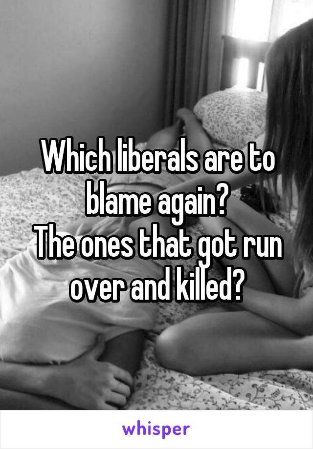 Which liberals are to blame again?
The ones that got run over and killed?