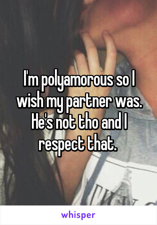 I'm polyamorous so I wish my partner was. He's not tho and I respect that. 