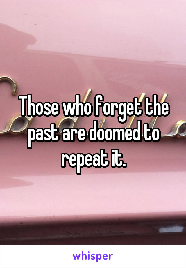 Those who forget the past are doomed to repeat it.