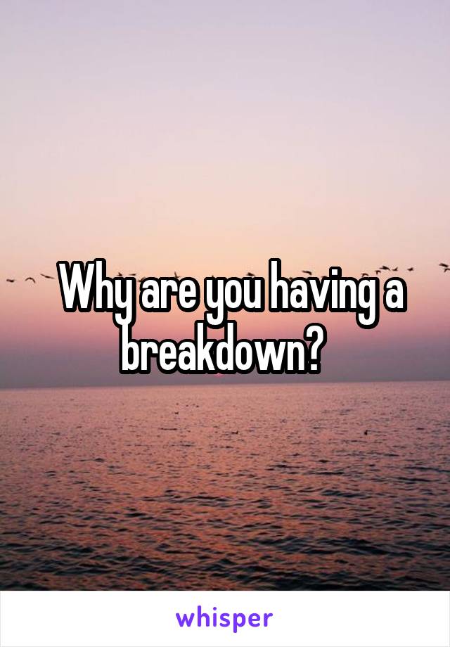  Why are you having a breakdown? 