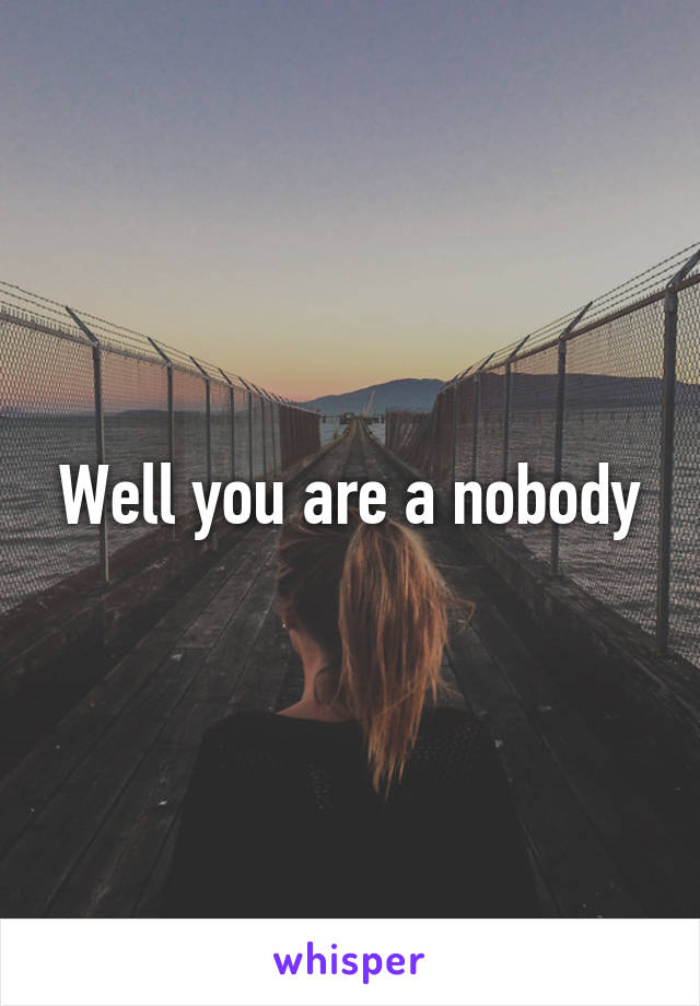 Well you are a nobody