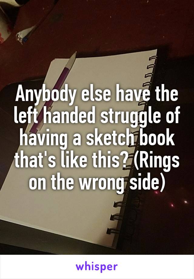 Anybody else have the left handed struggle of having a sketch book that's like this? (Rings on the wrong side)