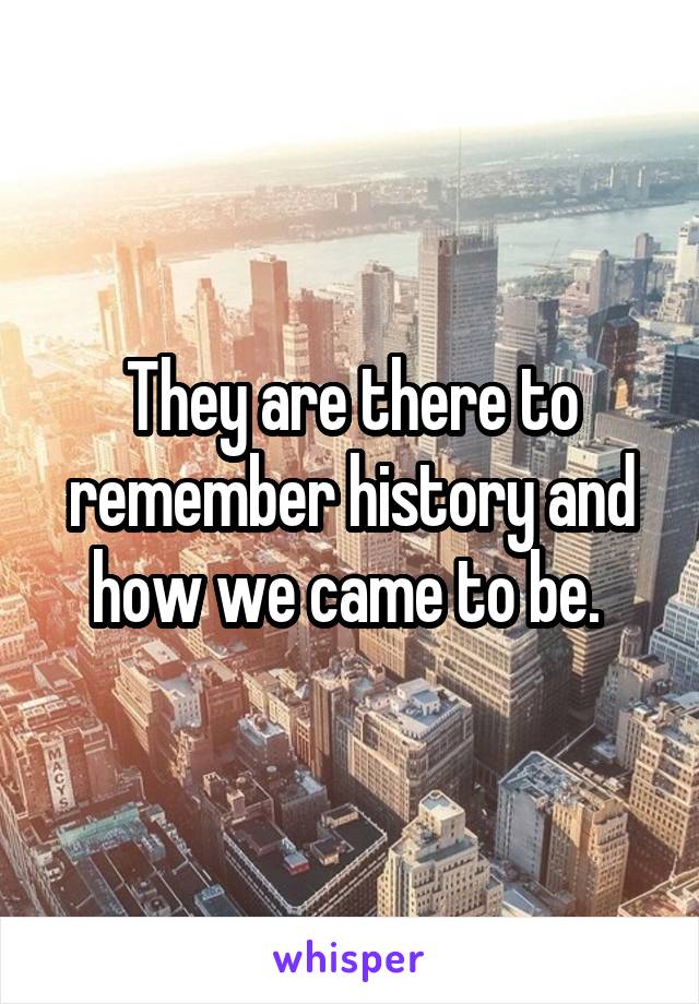 They are there to remember history and how we came to be. 