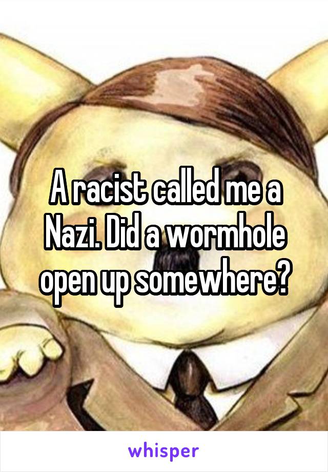 A racist called me a Nazi. Did a wormhole open up somewhere?
