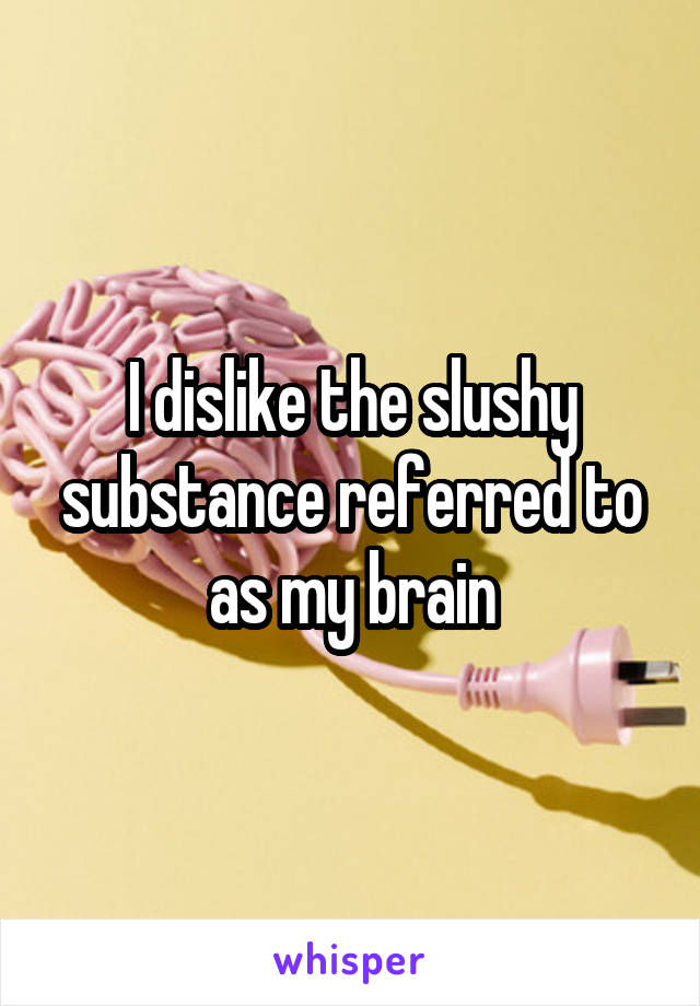 I dislike the slushy substance referred to as my brain