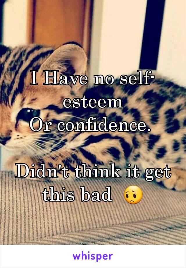 I Have no self-esteem
Or confidence. 

Didn't think it get this bad  😔