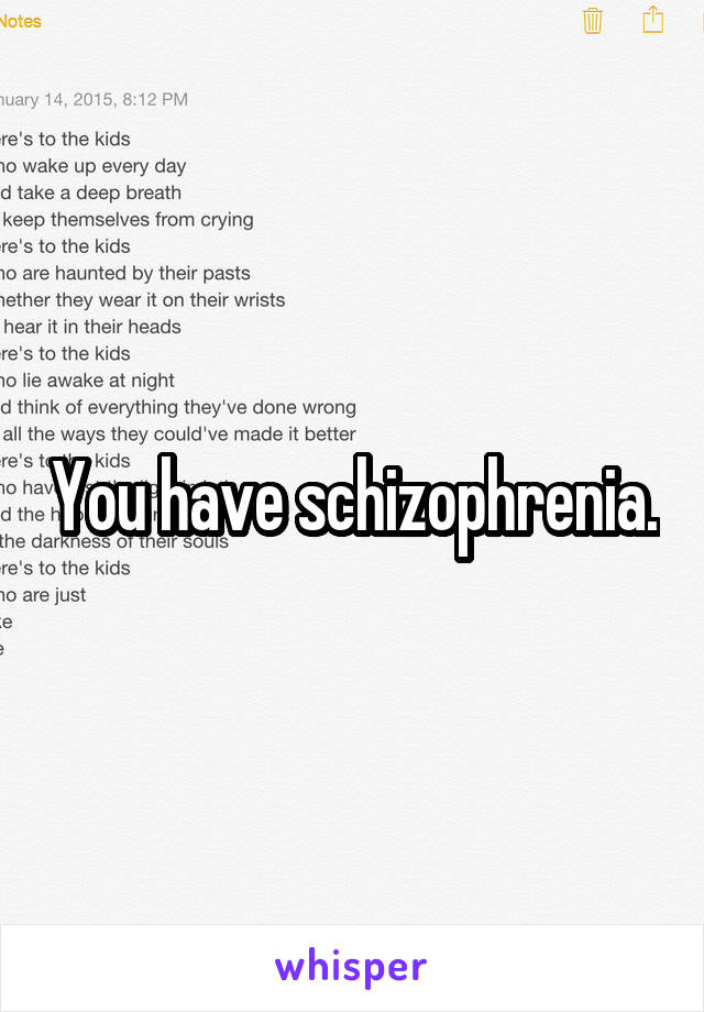 You have schizophrenia.