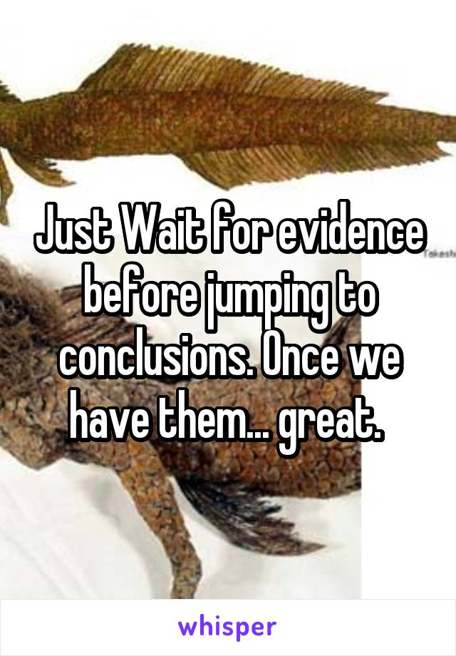 Just Wait for evidence before jumping to conclusions. Once we have them... great. 