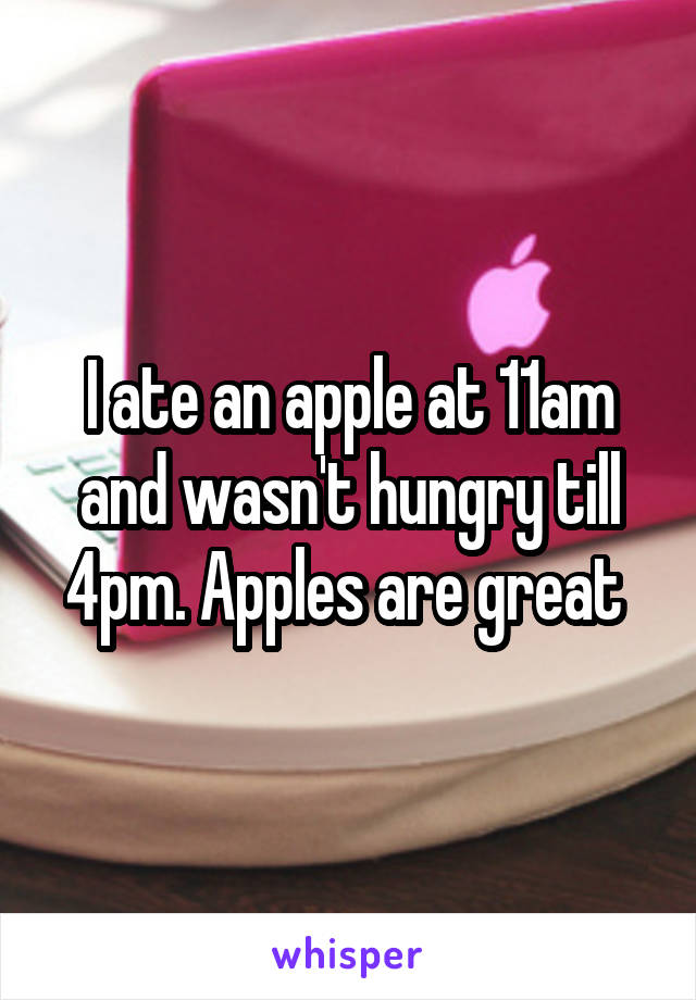 I ate an apple at 11am and wasn't hungry till 4pm. Apples are great 