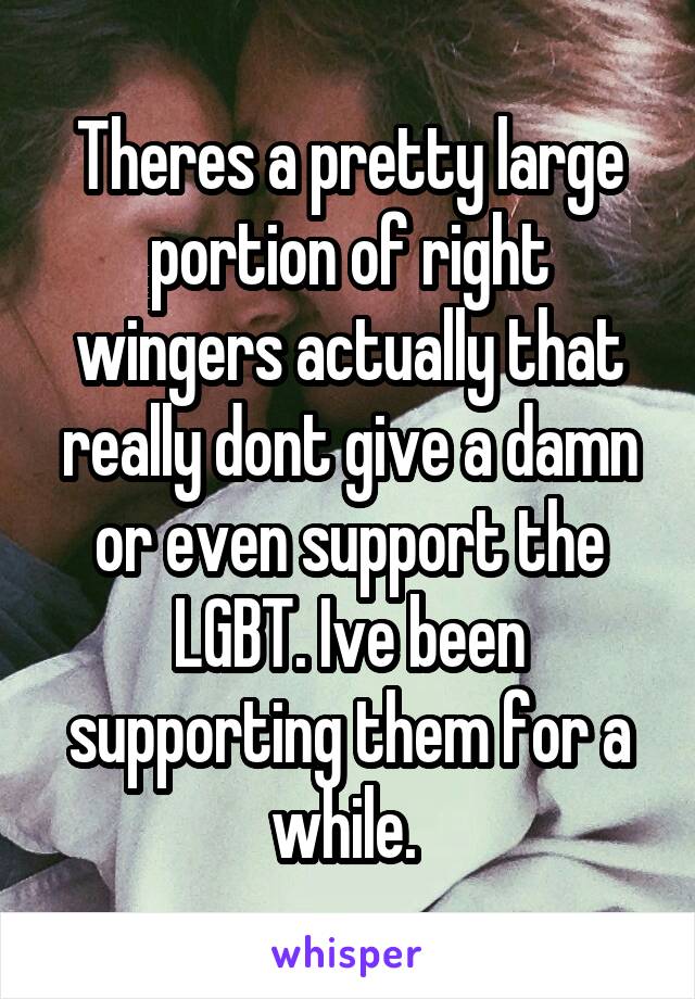 Theres a pretty large portion of right wingers actually that really dont give a damn or even support the LGBT. Ive been supporting them for a while. 