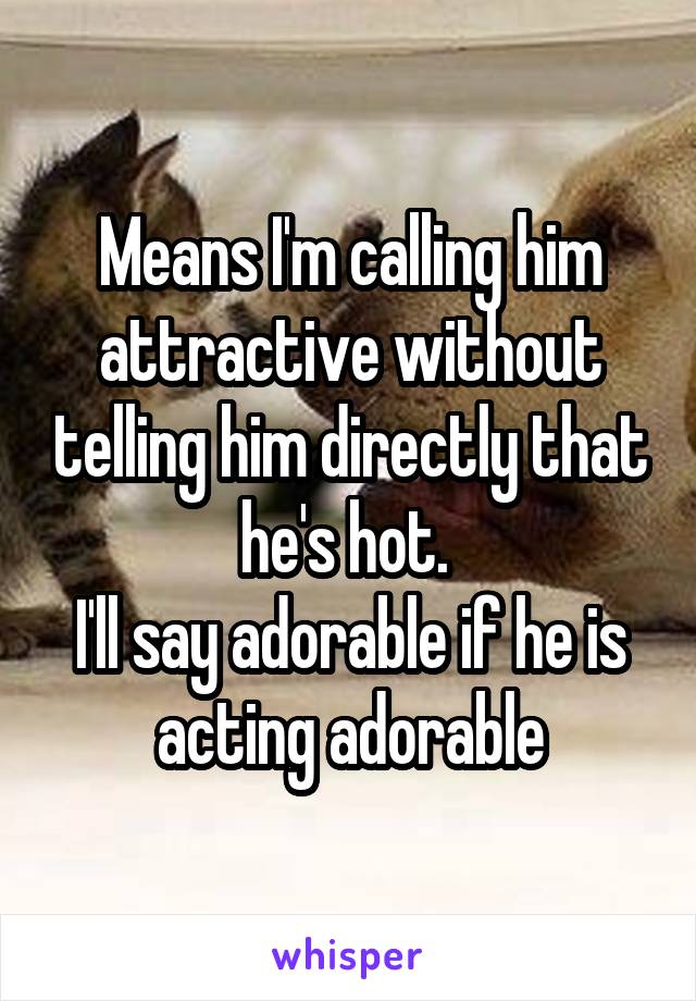 Means I'm calling him attractive without telling him directly that he's hot. 
I'll say adorable if he is acting adorable