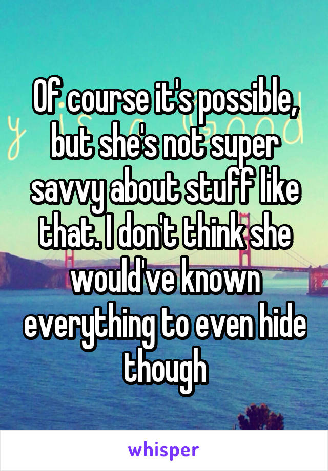 Of course it's possible, but she's not super savvy about stuff like that. I don't think she would've known everything to even hide though