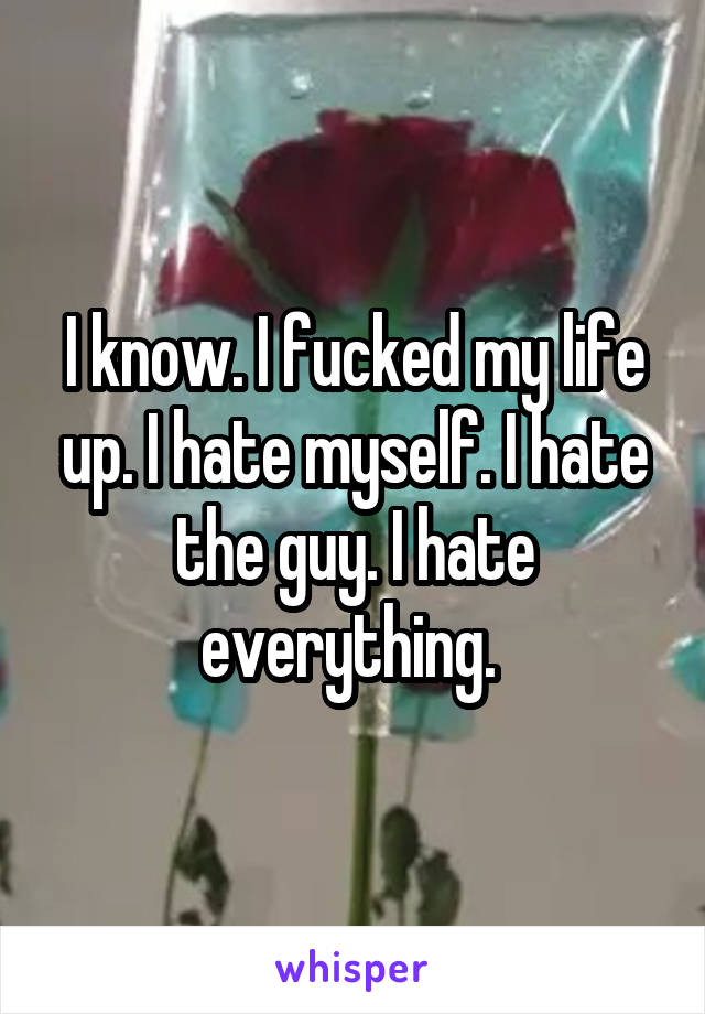 I know. I fucked my life up. I hate myself. I hate the guy. I hate everything. 