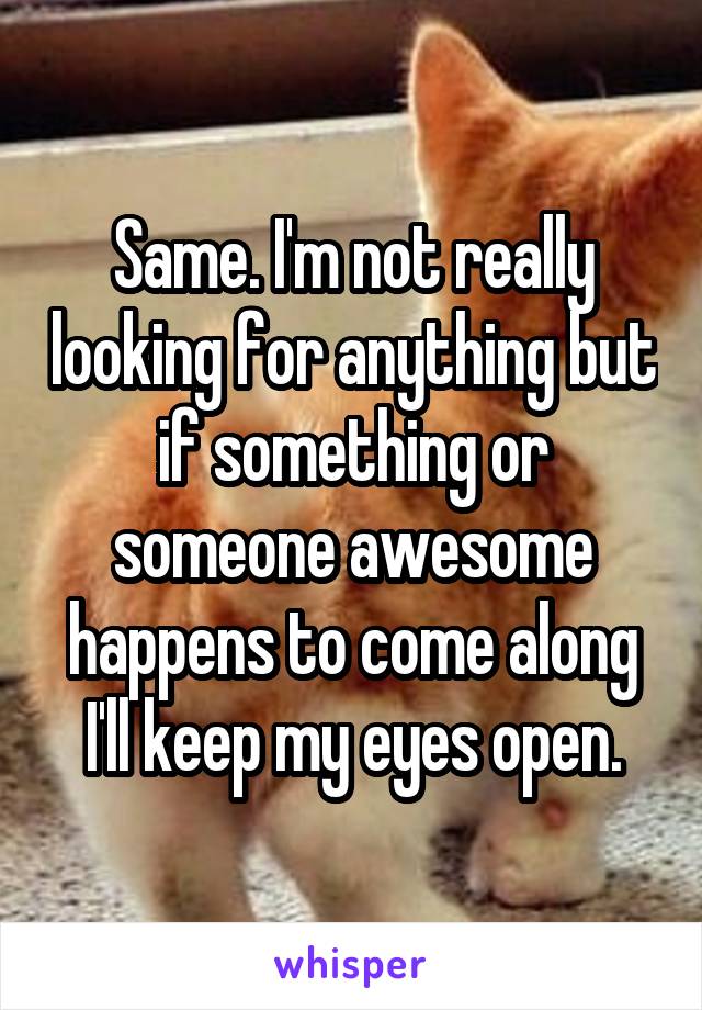 Same. I'm not really looking for anything but if something or someone awesome happens to come along I'll keep my eyes open.