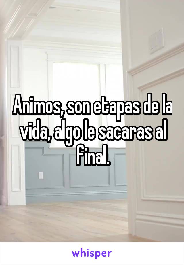 Animos, son etapas de la vida, algo le sacaras al final.