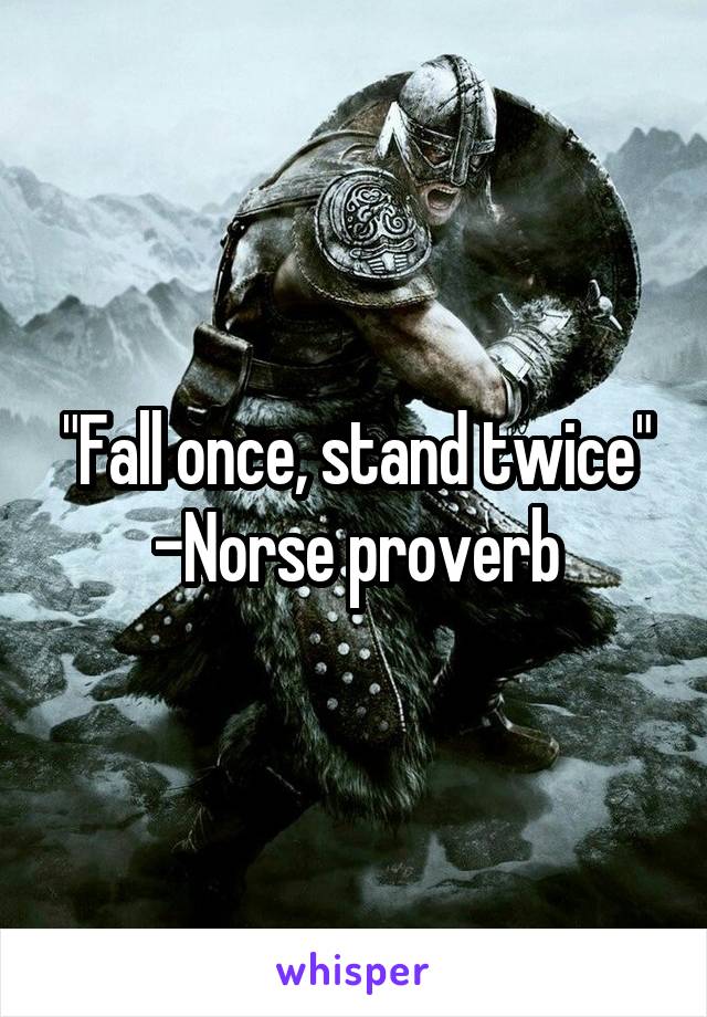 "Fall once, stand twice" -Norse proverb