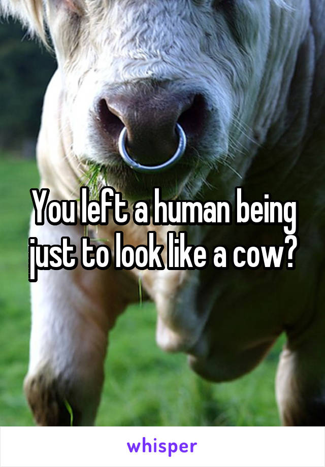 You left a human being just to look like a cow?