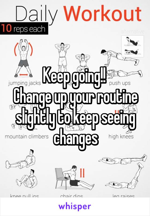 Keep going!! 
Change up your routine slightly to keep seeing changes