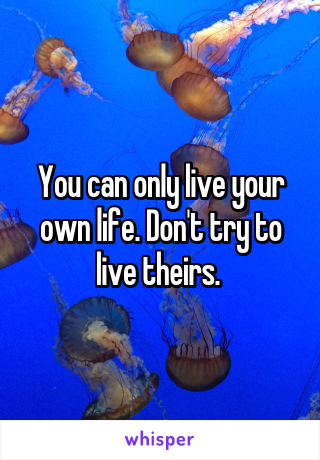 You can only live your own life. Don't try to live theirs. 