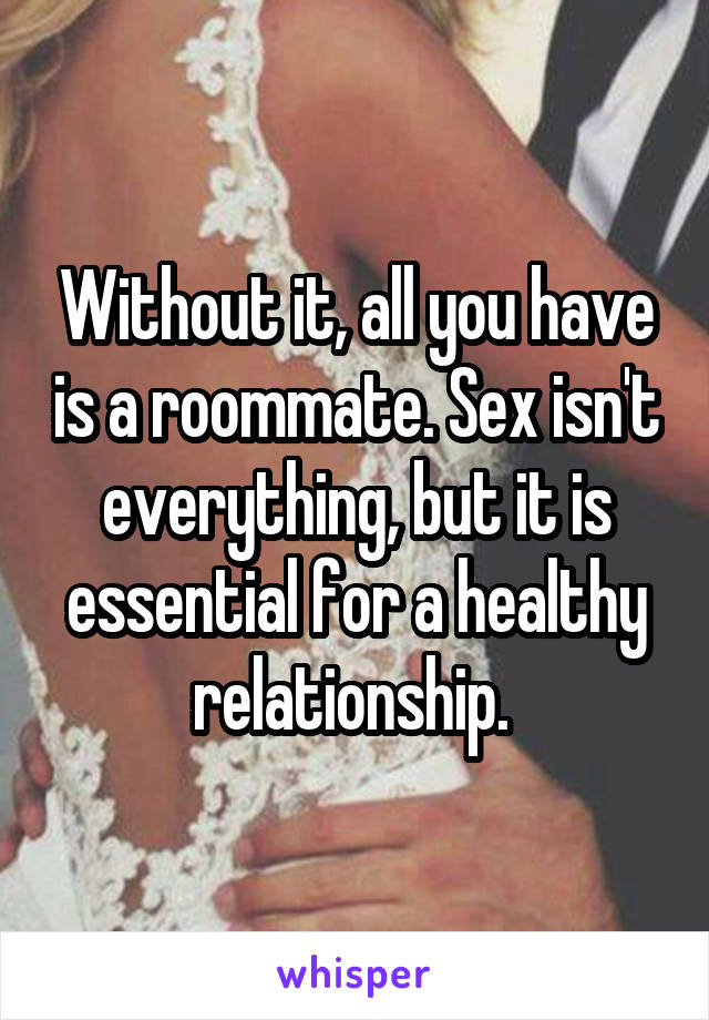 Without it, all you have is a roommate. Sex isn't everything, but it is essential for a healthy relationship. 